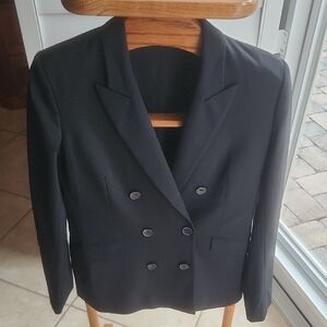 Theory Classic Double Breasted Black Wool Blazer Womens Sz 8